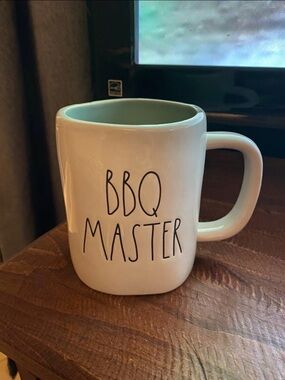 Rae Dunn White Mug with Light Green Interior - BBQ MASTER